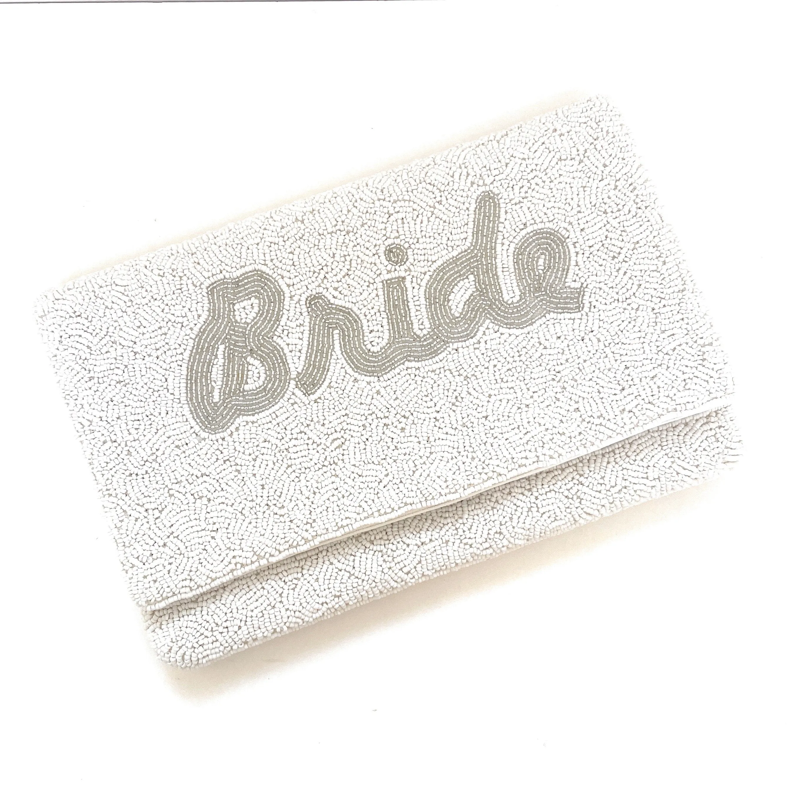 Bride Beaded Clutch Purse (Silver)