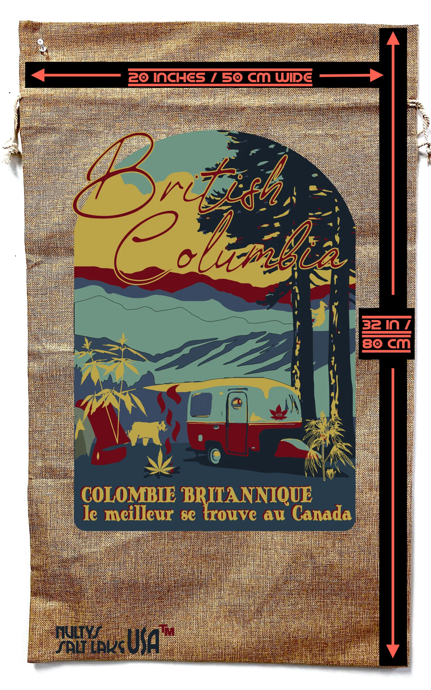 BRITISH COLUMBIA  MARIJUANA BURLAP BAG