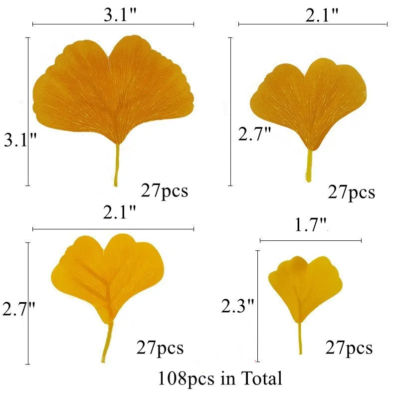 Bulk 108pcs Ginkgo Leaves Artificial Autumn Decoration Wholesale