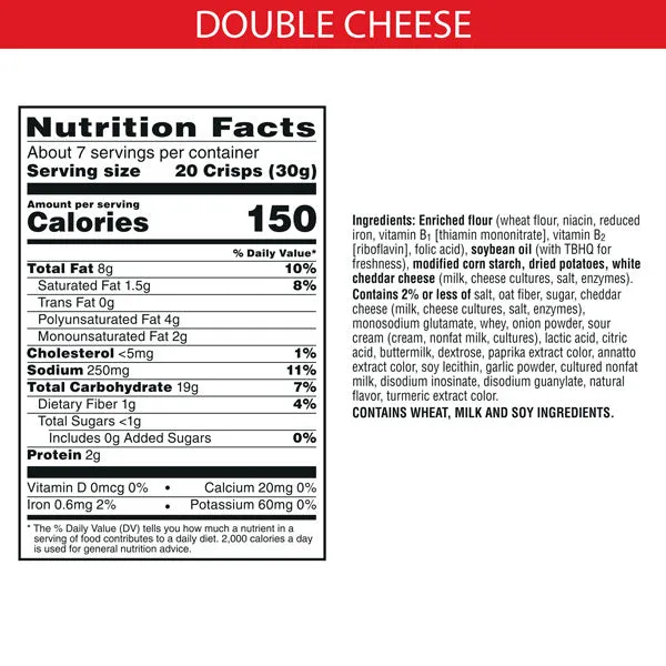 Cheez-It Snap'd Cheesy Baked Snacks, Double Cheese, 7.5oz