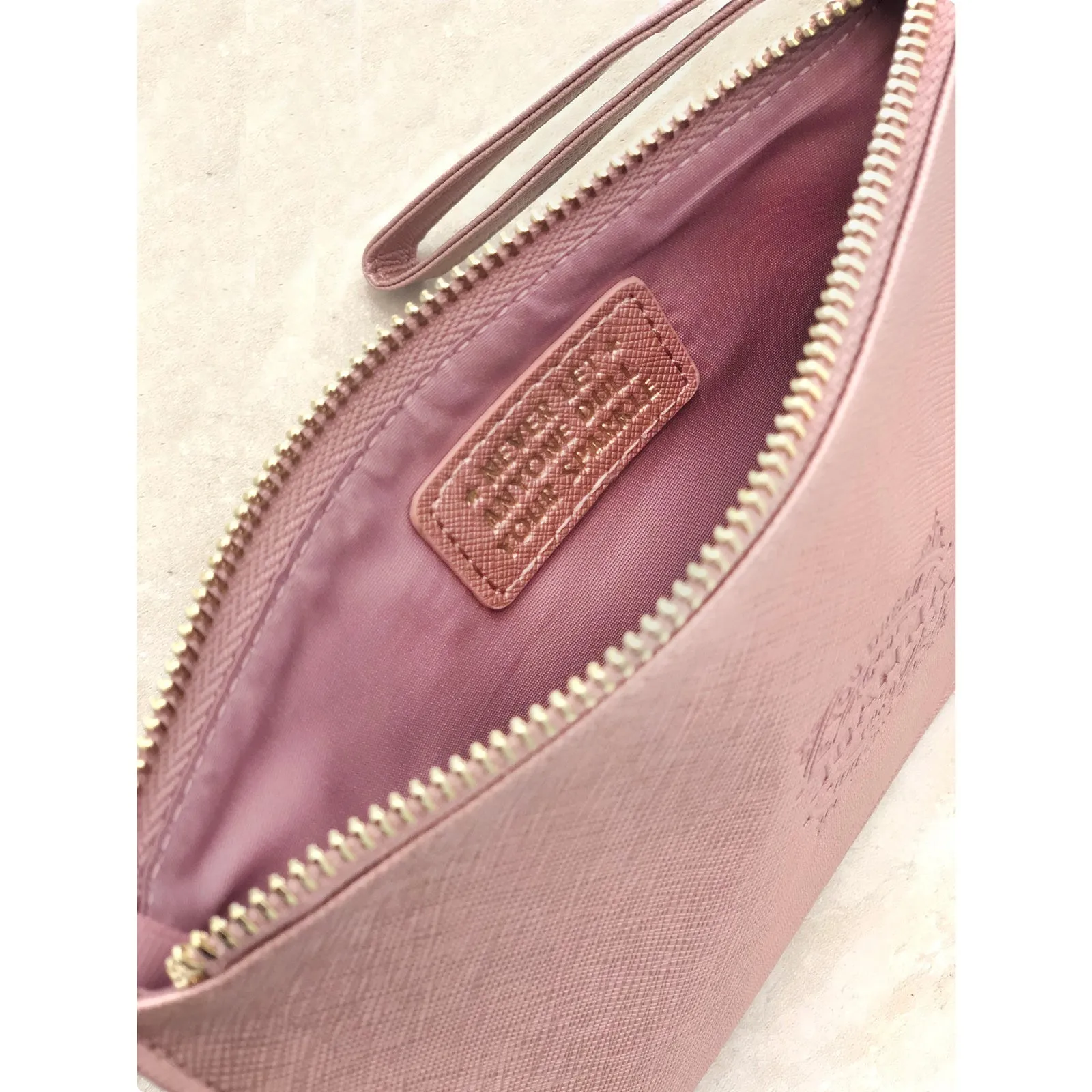 Clutch Bag With Handle & Embossed Text "Natasha"