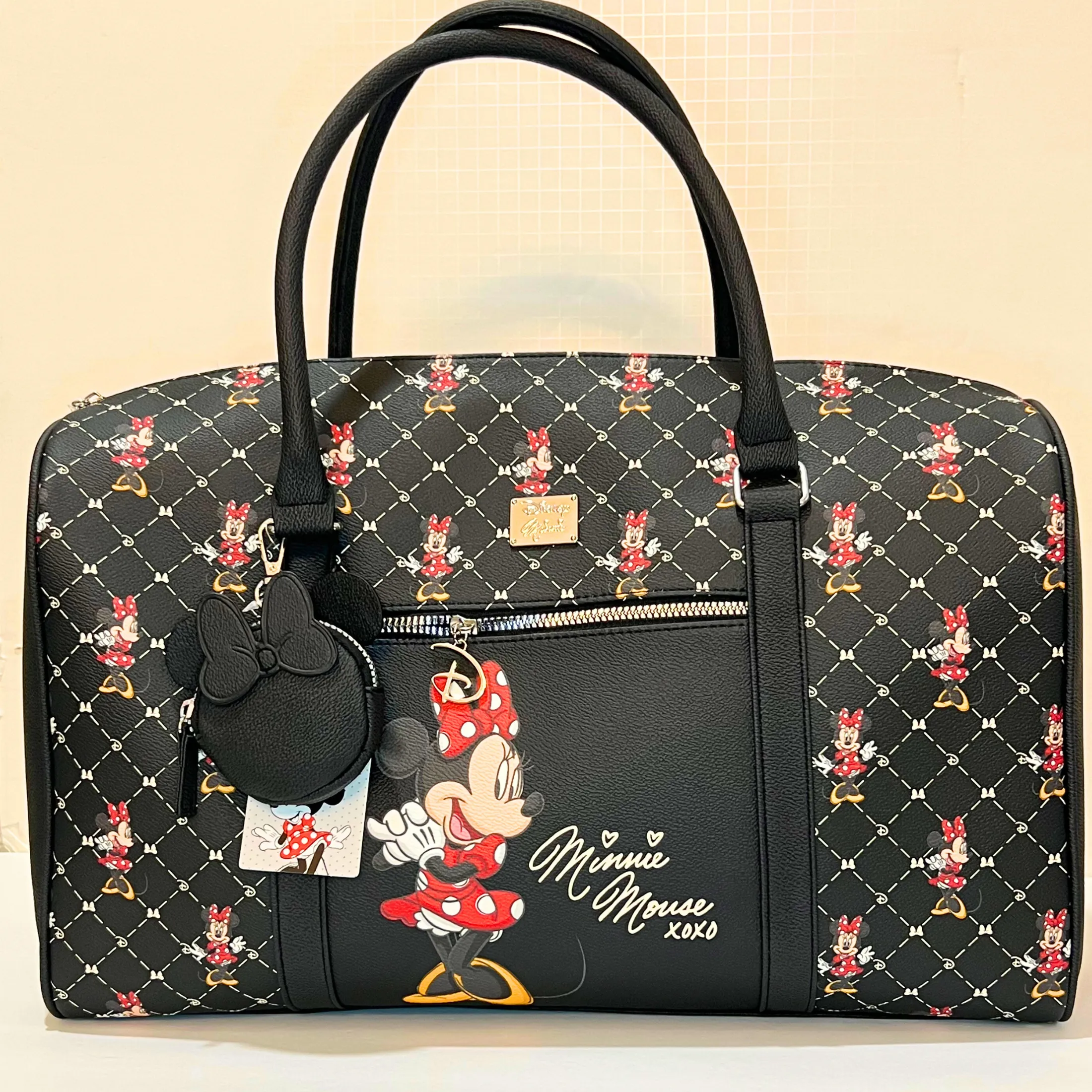 Disney Minnie Mouse Duffel Weekender Travel Bag with Minnie Ears Coin Purse