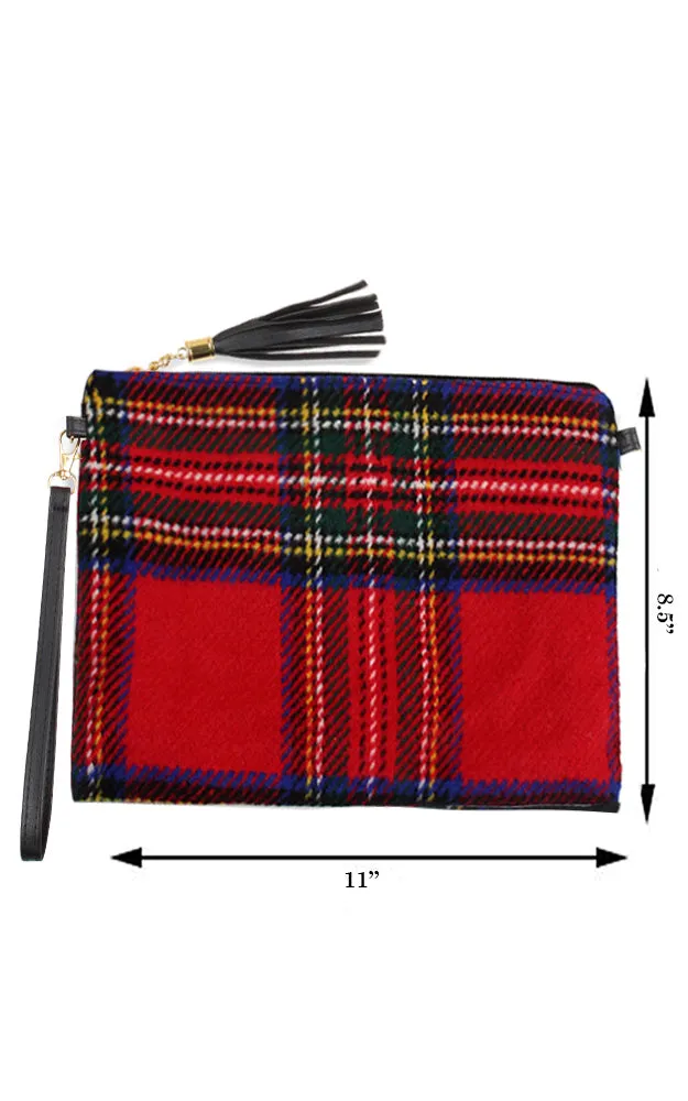 EABG9371 Red Tartan Crossbody Clutch Bag