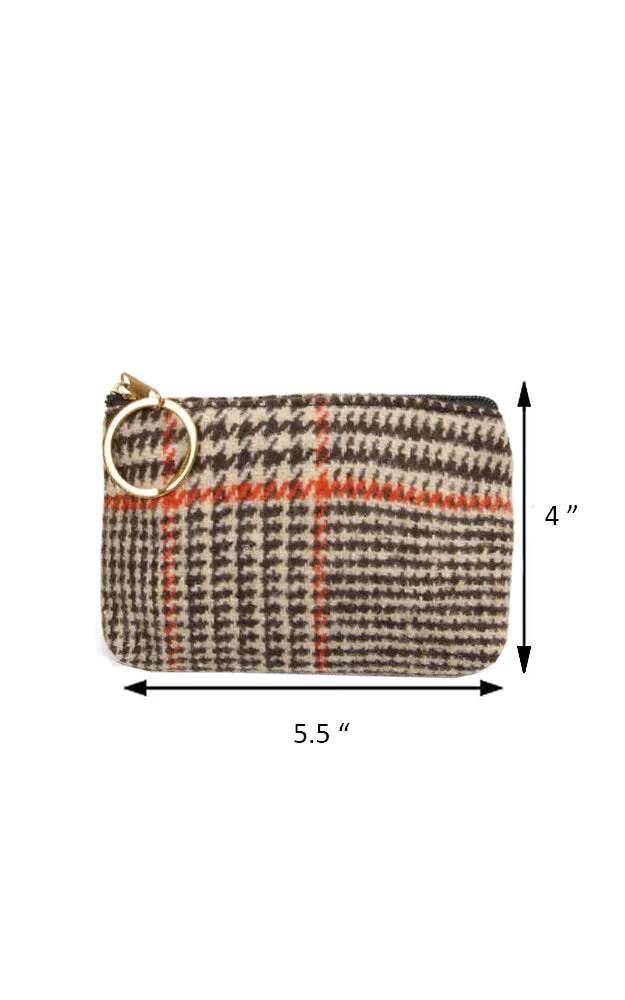 EABG9375 Brown Glen Check Crossbody Clutch Bag