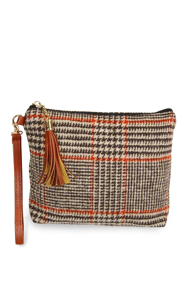 EABG9375 Brown Glen Check Crossbody Clutch Bag