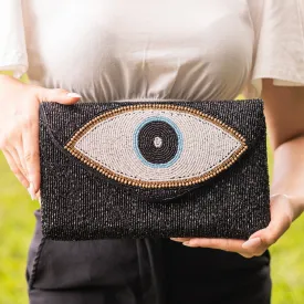 Evil Eye Beaded Clutch Purse