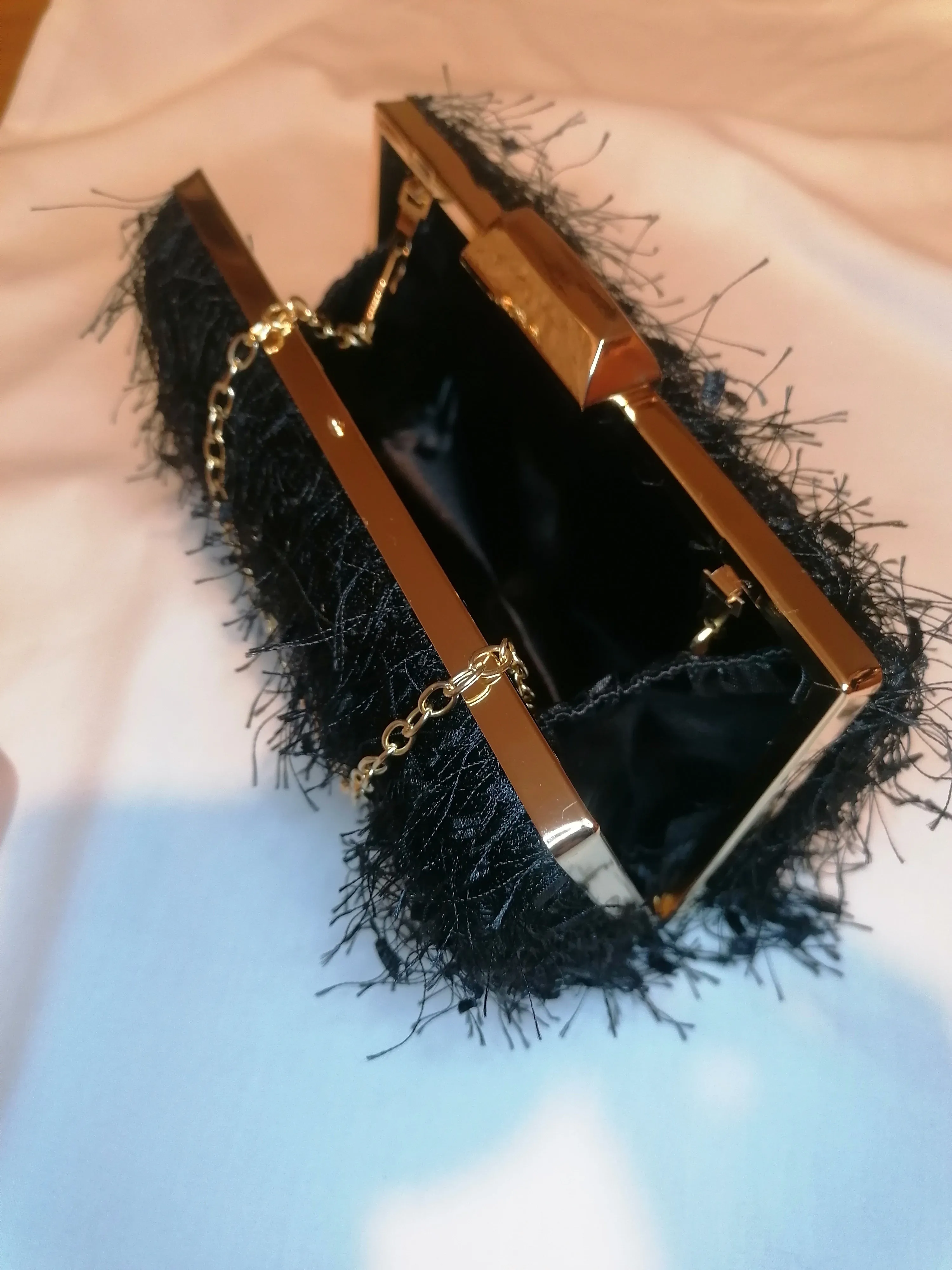 Faux Feather Clutch Bag