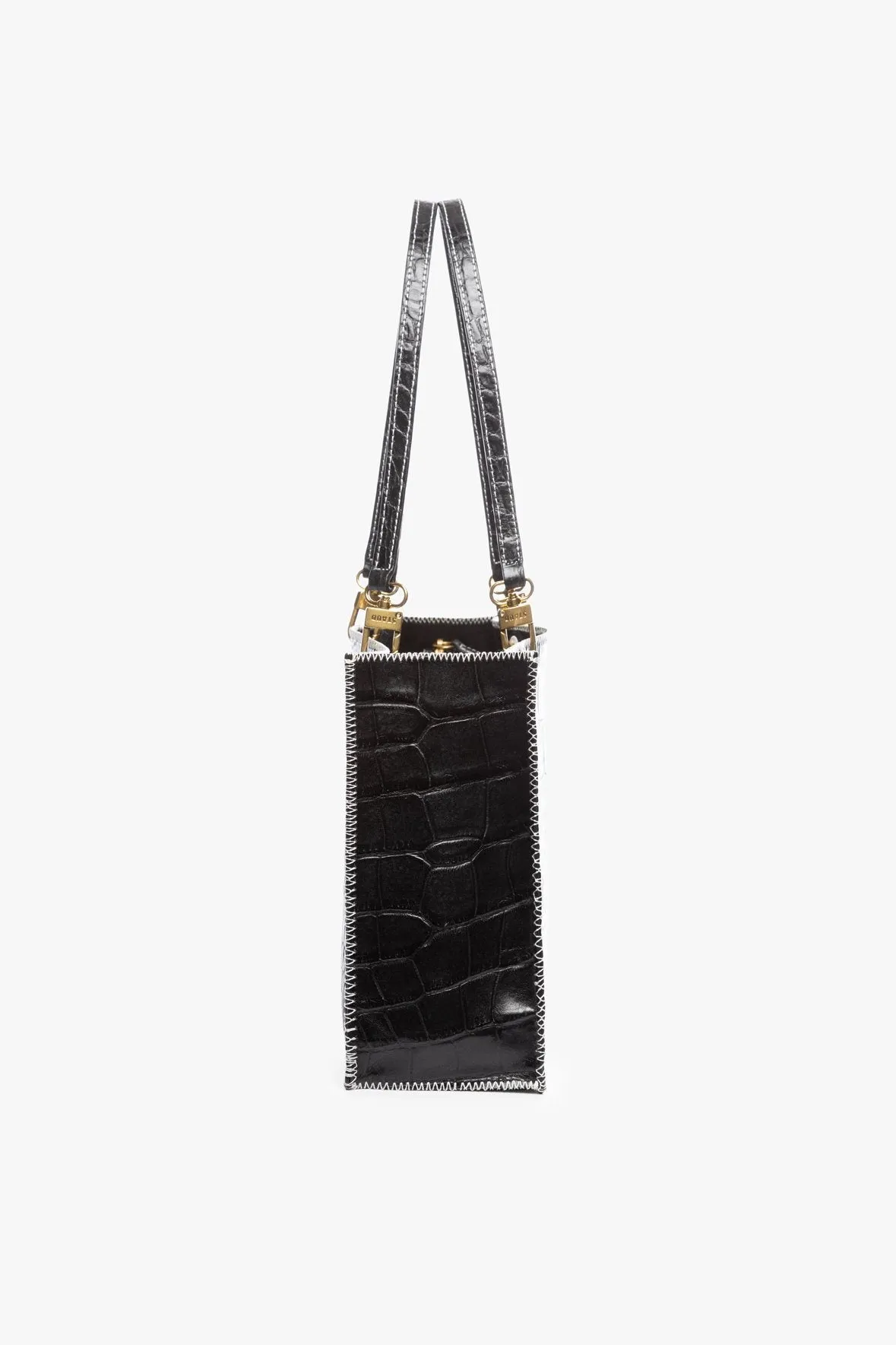 LARGE GEMMA TOTE BAG | BLACK CROC EMBOSSED