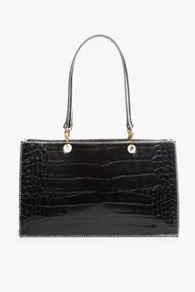 LARGE GEMMA TOTE BAG | BLACK CROC EMBOSSED