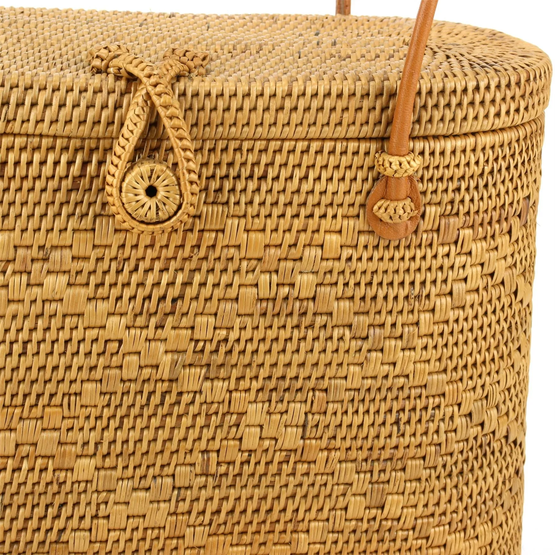 Loud Elephant Handwoven Flat Top Rattan Bag - Cross Loop