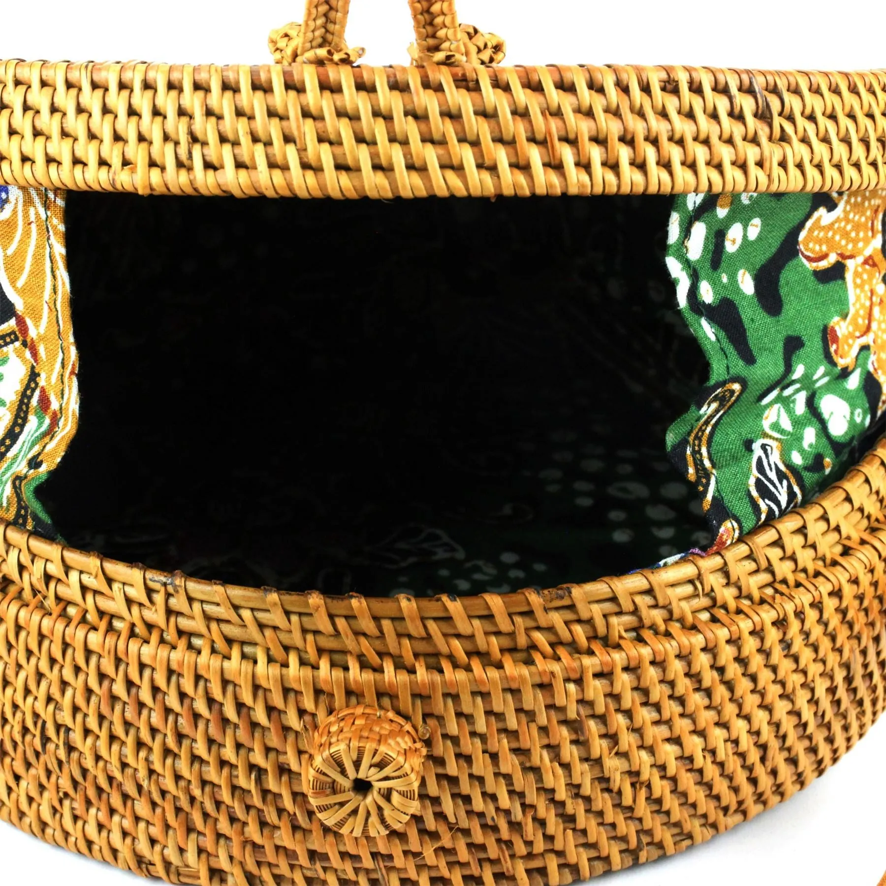 Loud Elephant Handwoven Round Rattan Bag - Loop