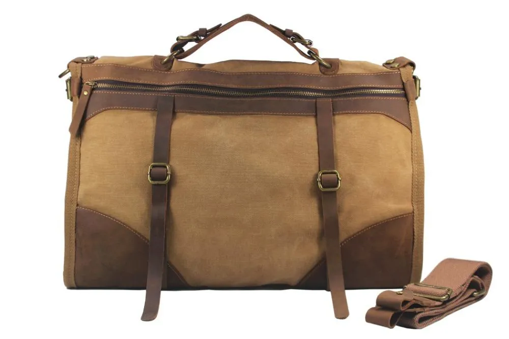 Military Canvas / Leather Overnight Duffle bag