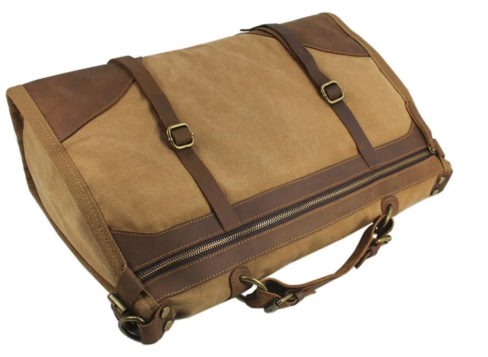 Military Canvas / Leather Overnight Duffle bag