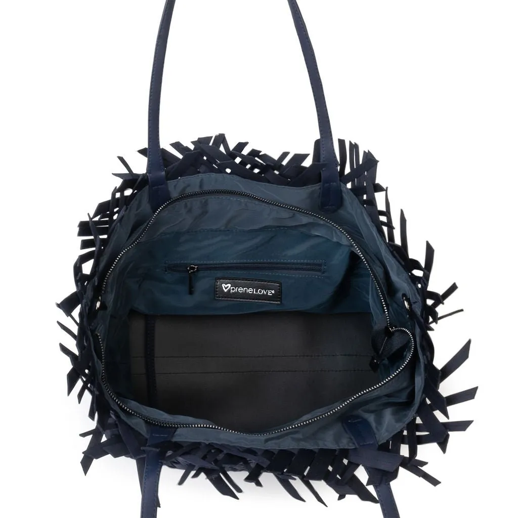 NEW: Vulcan Woven Large Tote (Fringed Top) - Navy