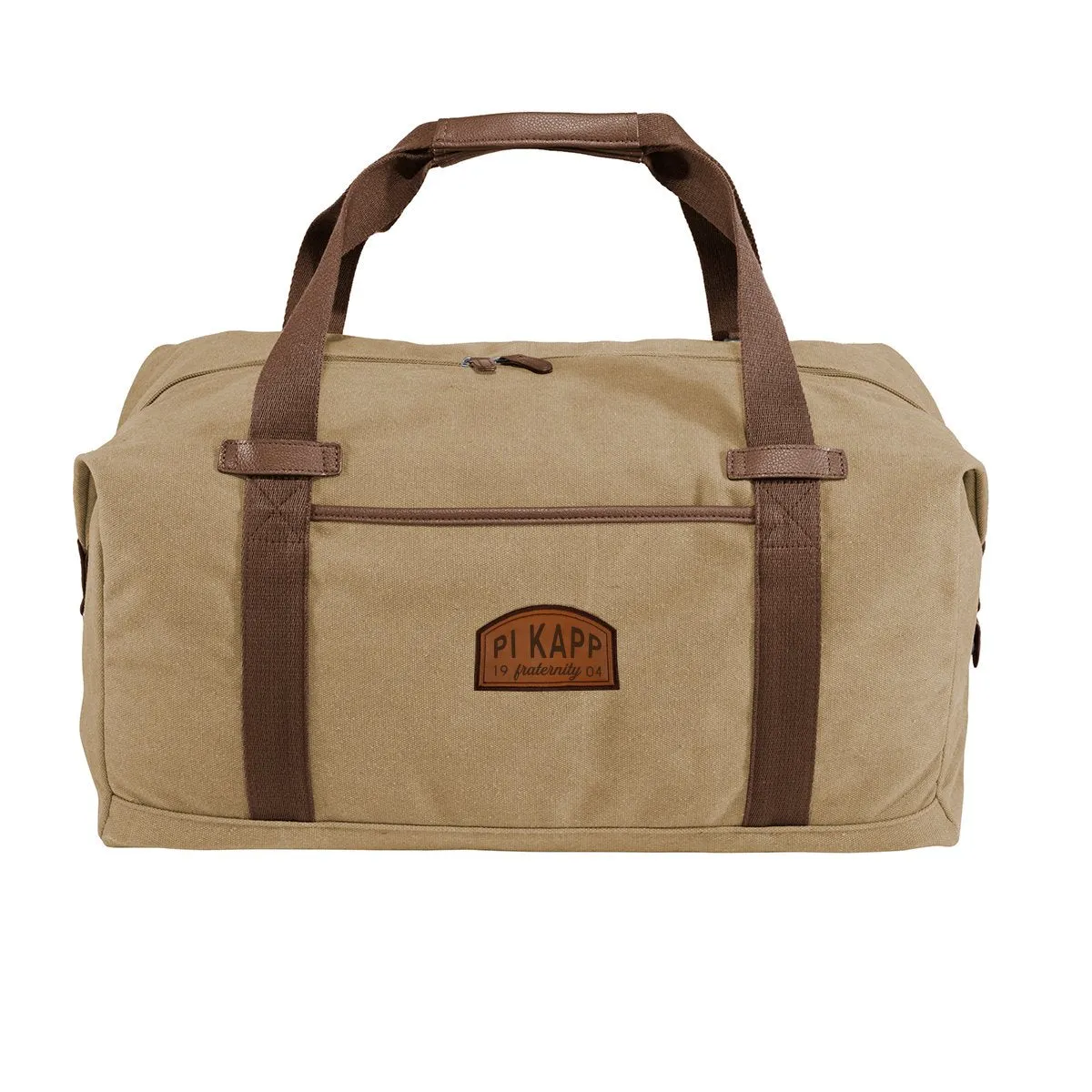 Pi Kapp Khaki Canvas Duffel With Leather Patch