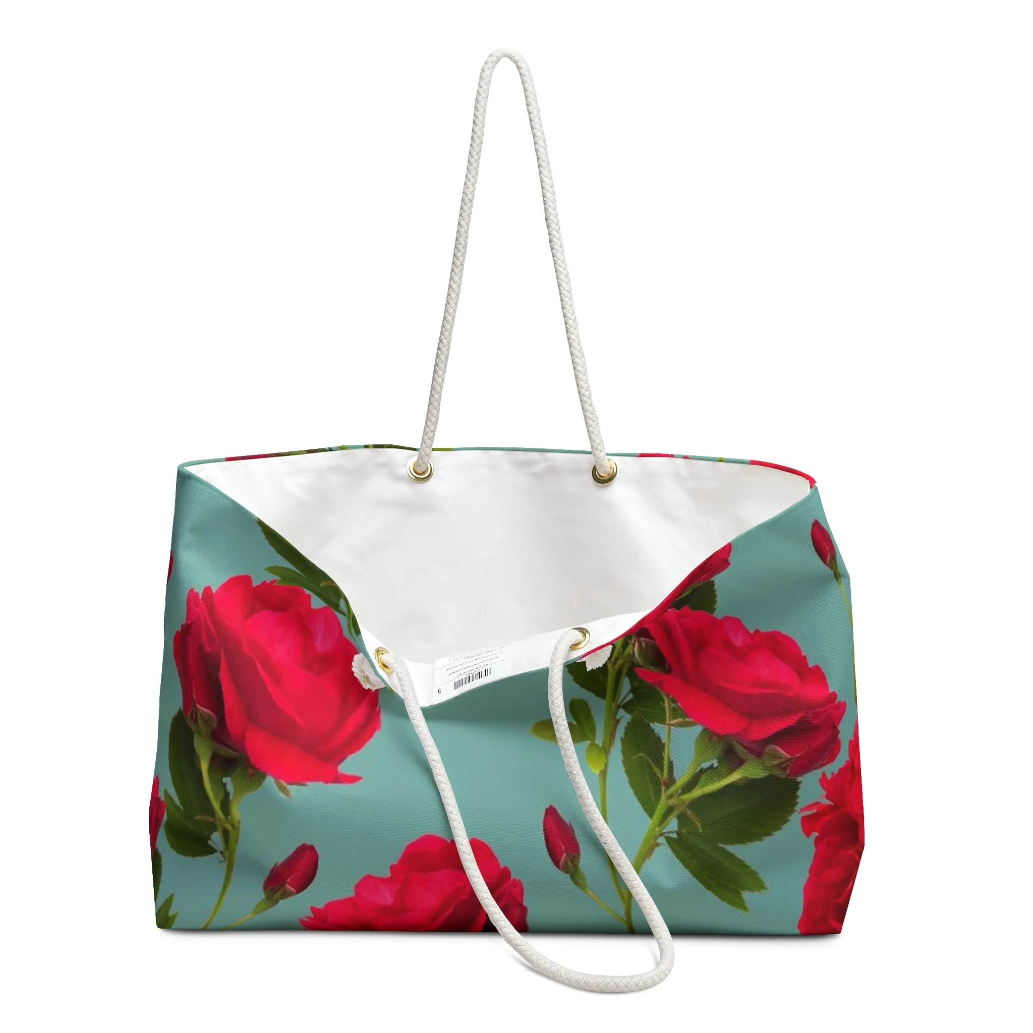 Red Flowers and blue - Inovax Weekender Bag