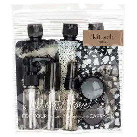 Refillable Ultimate Travel 11pc Set - Black & Ivory