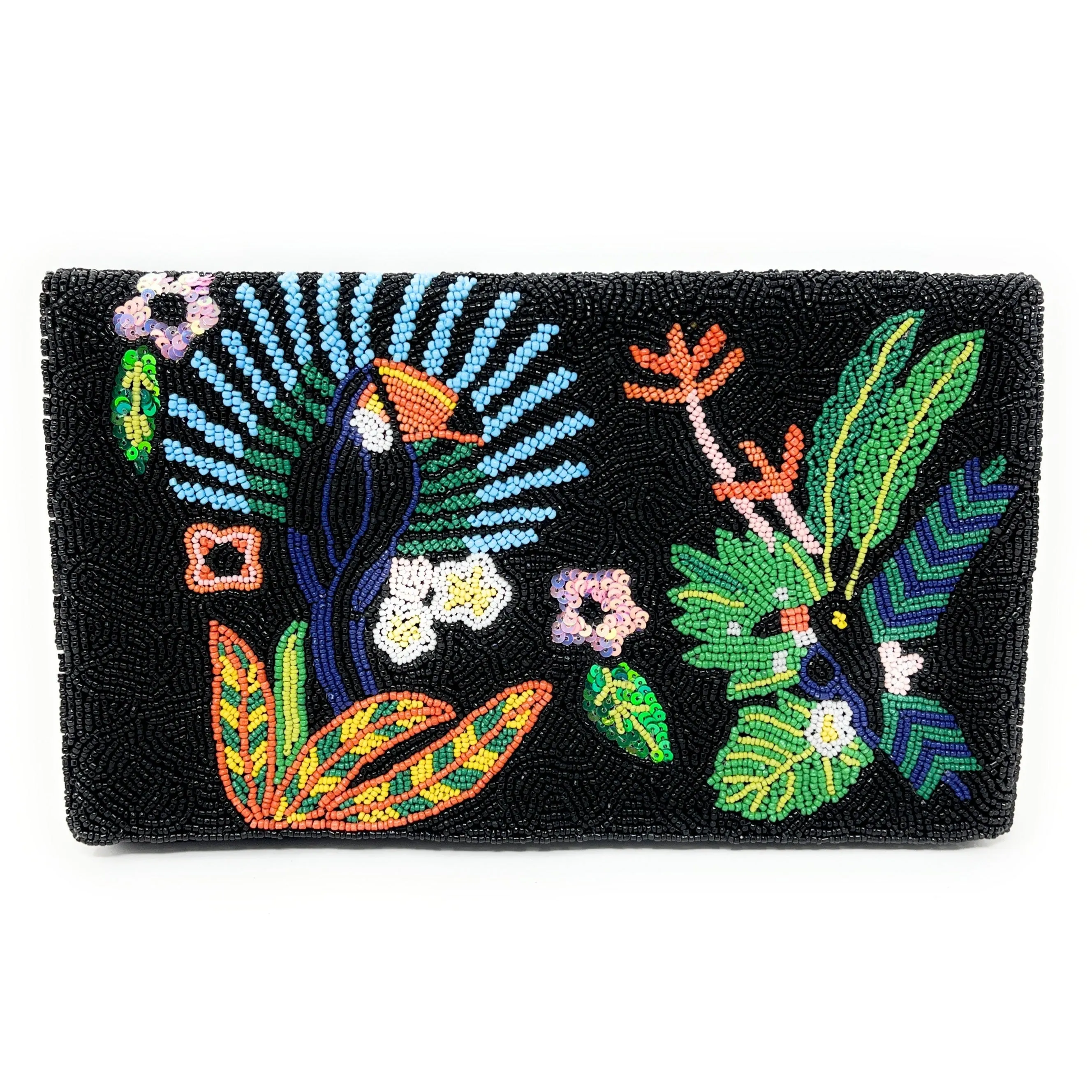 Toucan Beaded Clutch Purse