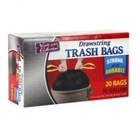 Trash Bags - 30 Gallon - Drawstring - Trash Bag - Black - 20 Count (Case Qty: 400)